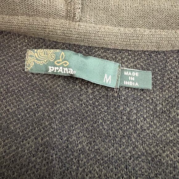 PrAna Green Zip Up Misha Duster Sweater Medium Hooded Jumper Jacquard Pattern - Picture 6 of 9